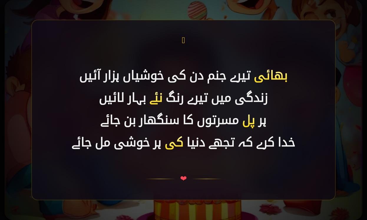 Birthday Shayari In Urdu For Brother